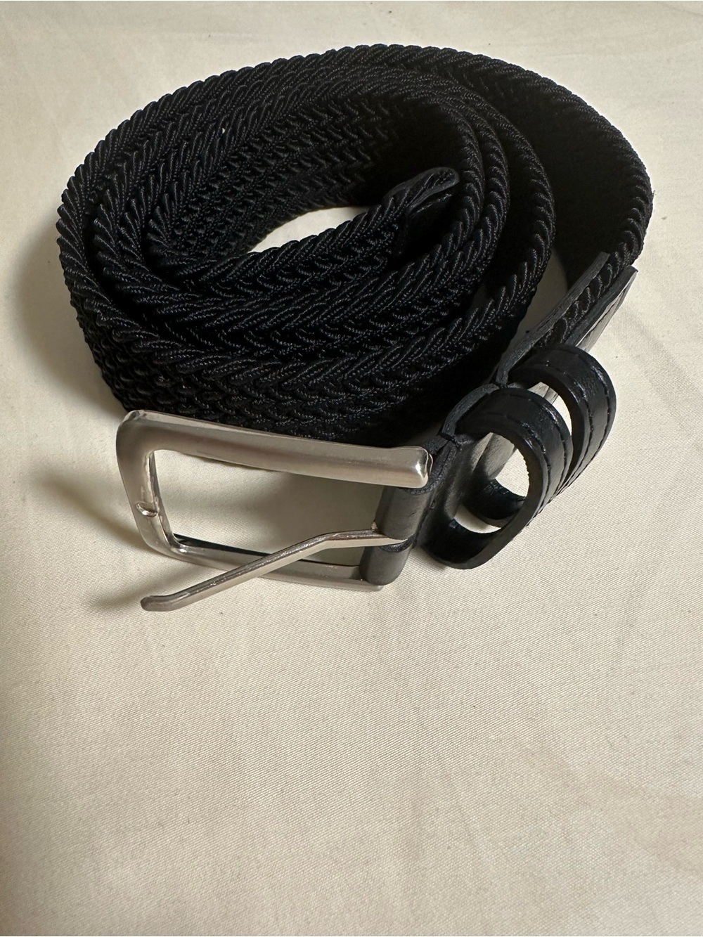Dockers Black Braided Stretch Belt Silver Buckle Size L(38-40)